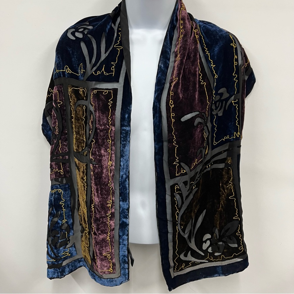 JL Silk blend crushed velvet burnout velour scarf